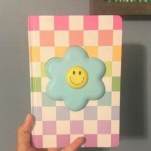 Colorful Checkered Notebook with Smiley Flower—never used!